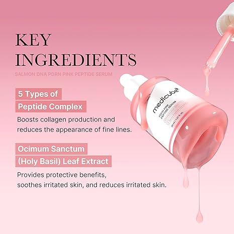 medicube Salmon DNA PDRN Pink Peptide Serum, Pink glow serum, Peptide, Niacinamide, Hydrating & Moisturizing & Firming, Uneven Skin Tone, Korean Skincare | 1.01 fl.oz. (1.01 fl.oz., Salmon DNA PDRN), Korean Glass Skin